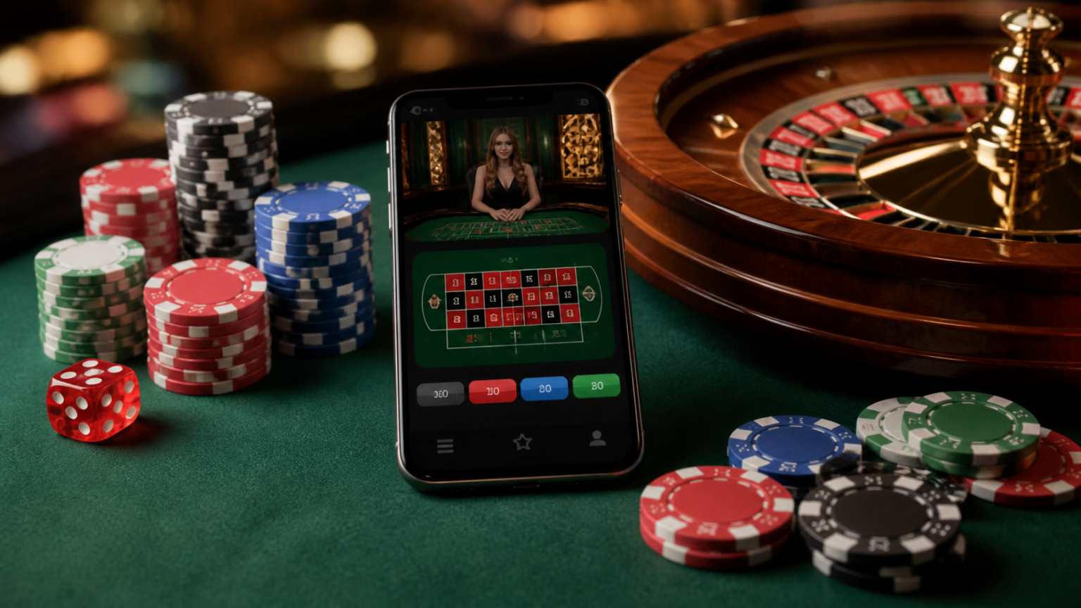 Casino Non AAMS Sicuri: Assistenza Clienti e Politiche di Prelievo Smartphone with online betting interface next to casino chips and roulette wheel